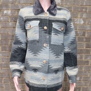 Mystree Gray and Black Patterned Utility Jacket